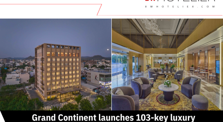 Exterior view of the Grand Continent – A Luxury Collection, Udaipur, showcasing the hotel building with architectural details.